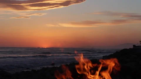 Fire sunset Stock Footage