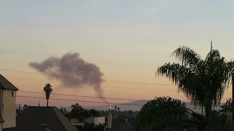 Fire at sunset Stock Footage 112856561