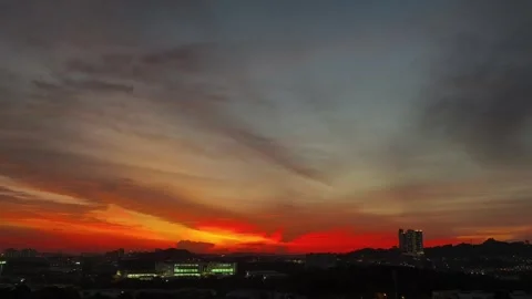 Fire Sunset is very rare Stock Footage 320923571
