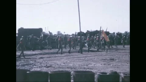 FIRE SUPPORT BASE DANGER - 1969: ARVN turnover ceremony — ranks form up Видео 341698160