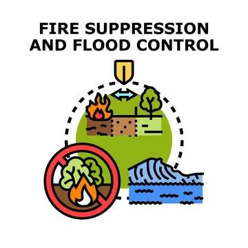 Fire suppression and flood control natural disaster prevention Stock Illustration