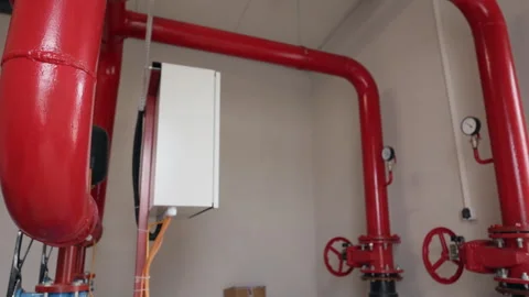 Fire suppression, Control valve, Riser room Stock-Footage 327868902
