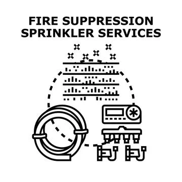 Fire suppression sprinkler system services equipment Stock-Illustration