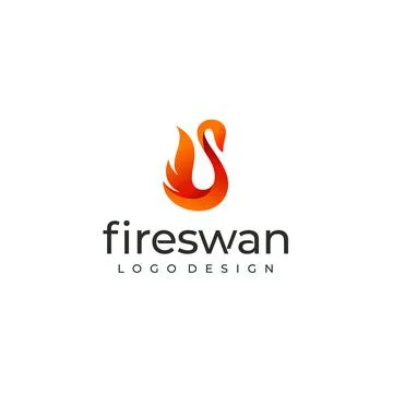 Fire swan logo, Creative fire orange abstract swan logo design Stock Illustration