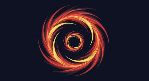 Fire swirl on black background Stock Illustration