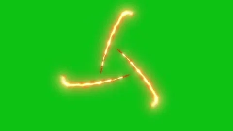 Fire swirl effect with green screen. 3d cartoon fire effect Stock Footage 326504666