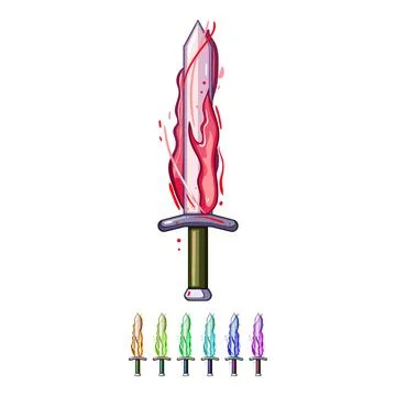 Fire sword effect cartoon vector graphic Stock Illustration