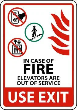 Fire Symbol Do Not Use Elevators, Use Stairs Symbols Stock Illustration