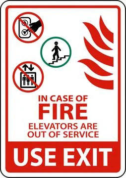 Fire Symbol Do Not Use Elevators, Use Stairs Symbols Stock Illustration