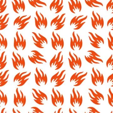 Fire symbols seamless pattern. Vector illustration. Spurts of flame. Red, ora Illustrazione stock