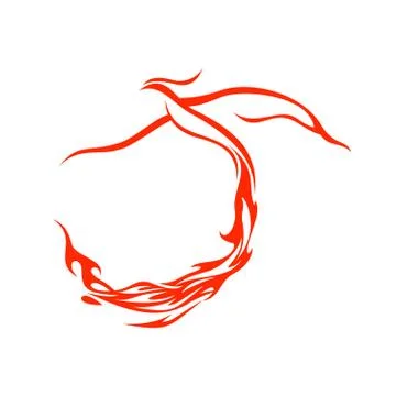Fire Tail Phoenix Flying Symbol Design Stock Illustration