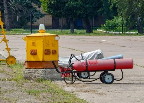 Fire tanks, fire shield, fire ladder horizontal photo Stock Photos