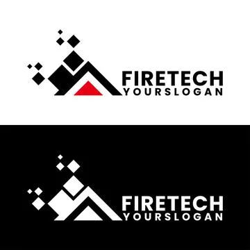 Fire tech modern logo design Stock Illustration
