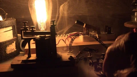 Fire at telegraph office, Sending Morse Code, slider dolly 動画素材 99659550