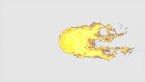 Fire tennis ball - 3d render with alpha channel. Video stock 321065169