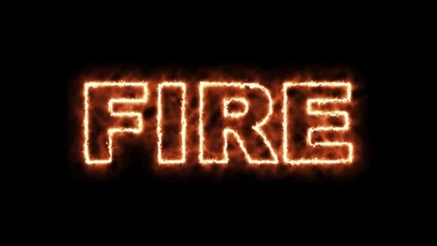 Fire Text Animation with Realistic Burning Fire on Black Background Stock Footage 317489641