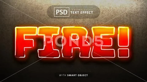 Fire text - editable neon font effects PSD Template