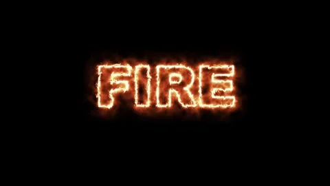 Fire text effect burning animation isolated on Black Background Stock Footage 321197783