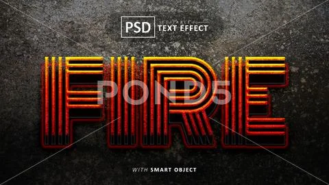 Fire text effect editable PSD Template