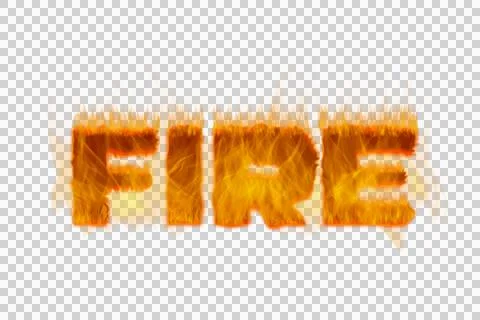 Fire text illustration with flames and glowing effects for visual impact Stock Illustration