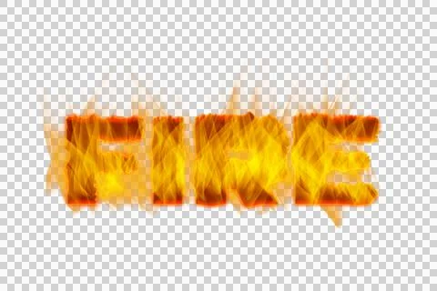 Fire text illustration with vibrant flames and glowing orange hues Stock Illustration