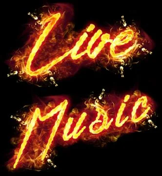 Fire Text Live Music Stock Illustration