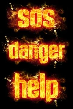 Fire Text SOS Danger Help Stock Illustration