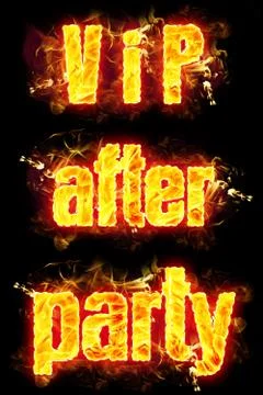 Fire Text VIP After Party Stock Illustration