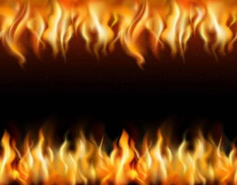 Fire Tileable Borders Set Stock Illustration