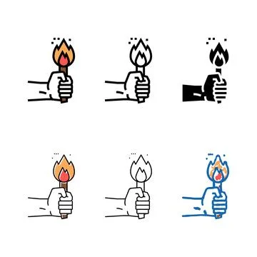 Fire torch color icon pack vector Stock Illustration