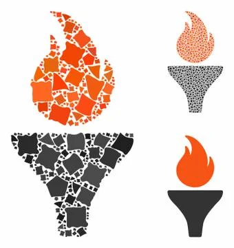 Fire torch Composition Icon of Ragged Elements Stock Illustration