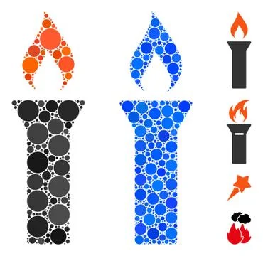 Fire Torch Composition Icon of Spheric Items イラスト素材
