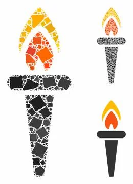 Fire torch Composition Icon of Tuberous Elements Stock Illustration