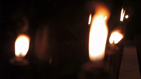Fire torch illuminating a road at night Stock Footage 105828706