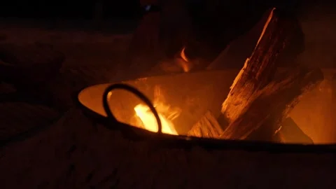 Fire Torch in The Jungle at night time Mexico Tulum Caribbean Tropical Bonfire Stock Footage 288038838