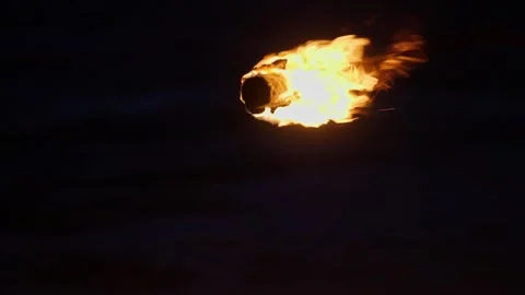 Fire Torch in The Jungle at night time Mexico Tulum Caribbean Tropical Bonfire Stock Footage 288038851
