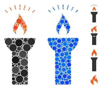 Fire Torch Light Mosaic Icon of Spheric Items イラスト素材