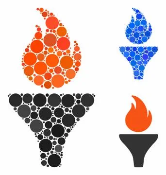 Fire torch Mosaic Icon of Circle Dots 스톡 일러스트