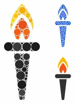Fire Torch Mosaic Icon of Circle Dots Stock Illustration