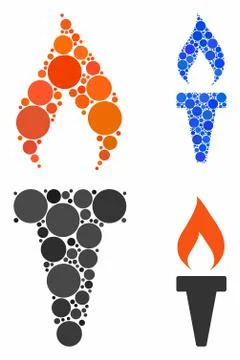 Fire torch Mosaic Icon of Spheric Items 스톡 일러스트