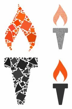 Fire torch Mosaic Icon of Unequal Parts イラスト素材