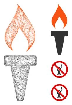 Fire Torch Polygonal Web Vector Mesh Illustration Stock Illustration