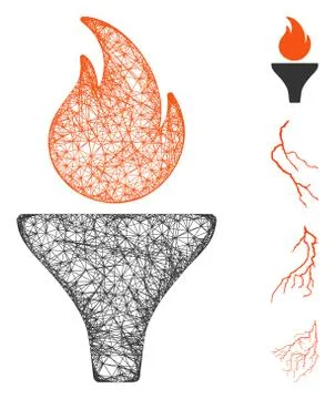 Fire Torch Web Vector Mesh Illustration 스톡 일러스트