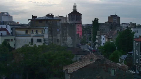 Fire Tower In The Old Part Of The Bucharest At Dusk, Still Shot Video stock 65568205