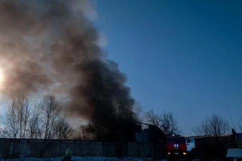 Fire in town Stock Photos