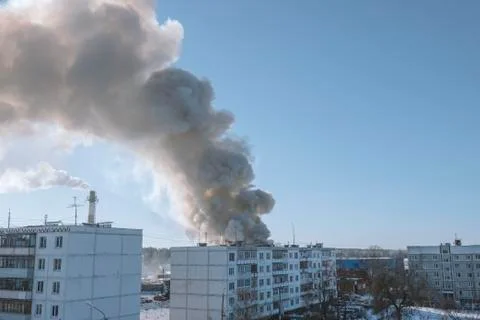 Fire in town Stock Photos