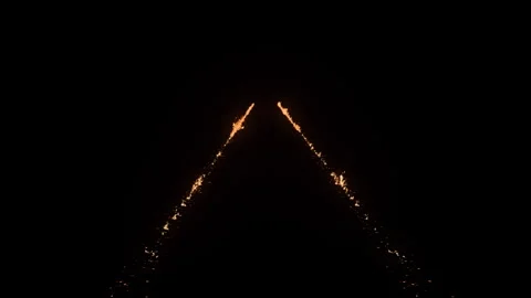 Fire Trail. Burning Trail. Fire Trail on Road Stock Footage 250934523