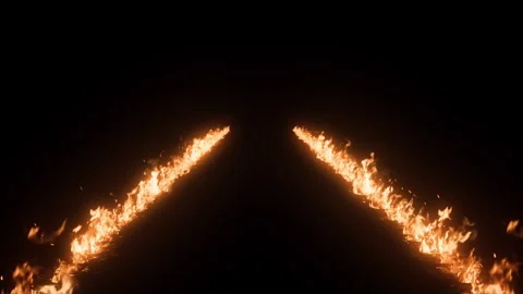 Fire Trail. Burning Trail. Fire Trail on Road Video stock 250934606