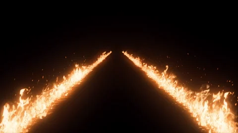 Fire Trail. Burning Trail. Fire Trail on Road Stock Footage 250934609