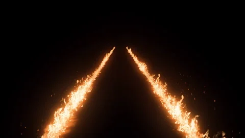 Fire Trail. Burning Trail. Fire Trail on Road Stock Footage 250934657